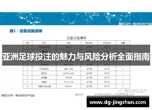亚洲足球投注的魅力与风险分析全面指南